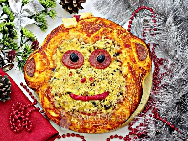 Фото блюда: Новогодняя пицца «Обезьянка»