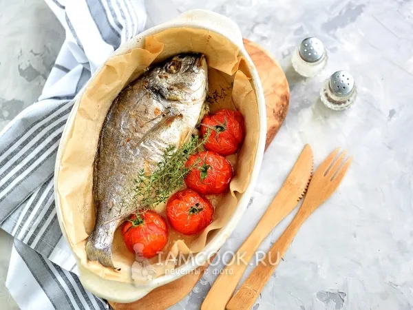 Фото блюда: Дорадо, запеченная с голубым сыром