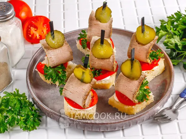 Фото блюда: Канапе с ростбифом