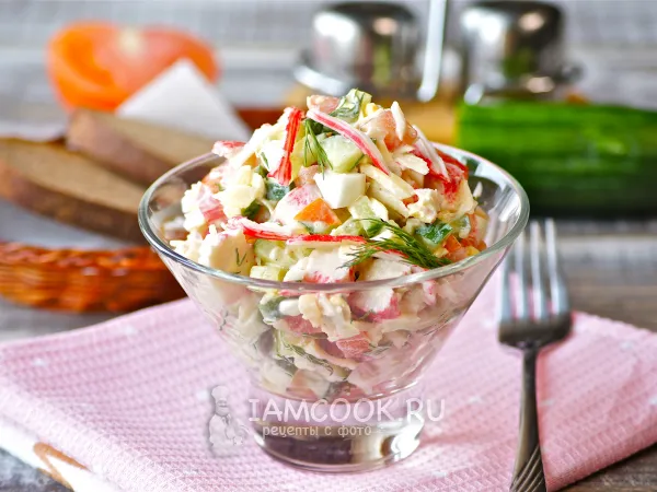 Фото блюда: Салат с крабовыми палочками без кукурузы