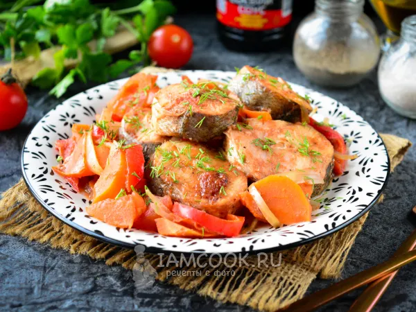 Фото блюда: Минтай с овощами в рукаве в духовке